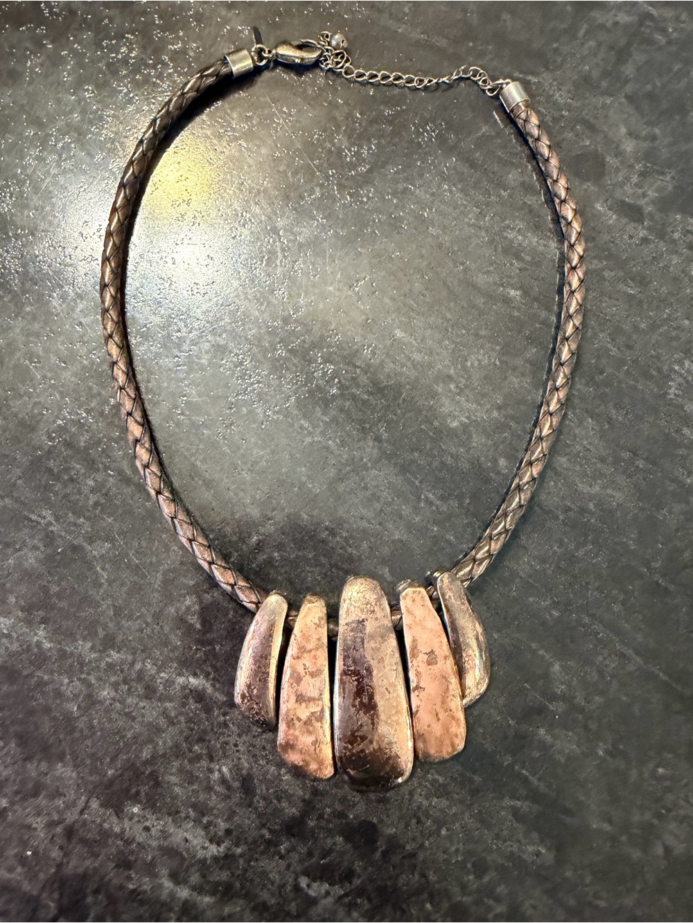 Stylish Brown Leather Necklace with Antique Gold Accent Pendants